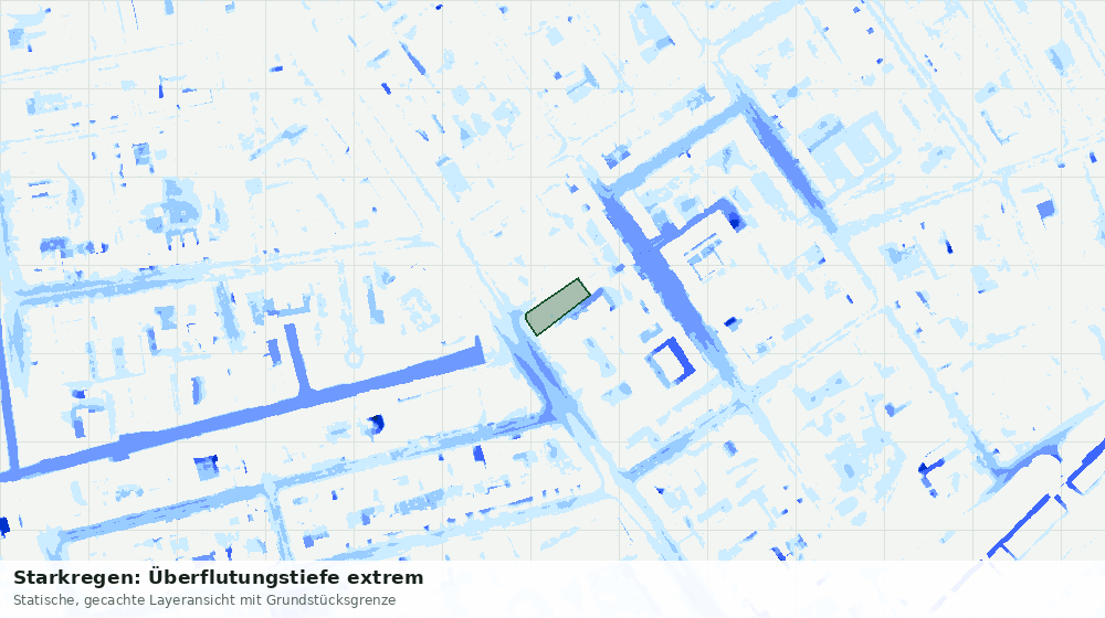 Statische Kartenansicht: Starkregen: Überflutungstiefe extrem