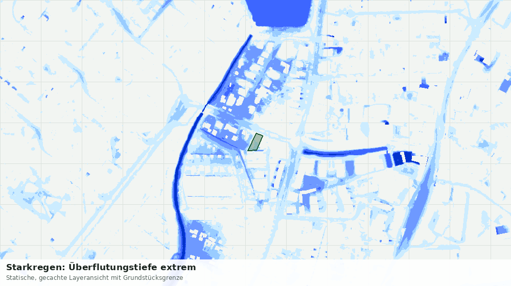 Statische Kartenansicht: Starkregen: Überflutungstiefe extrem