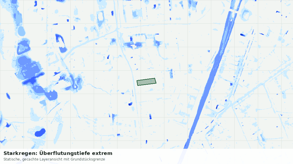 Statische Kartenansicht: Starkregen: Überflutungstiefe extrem