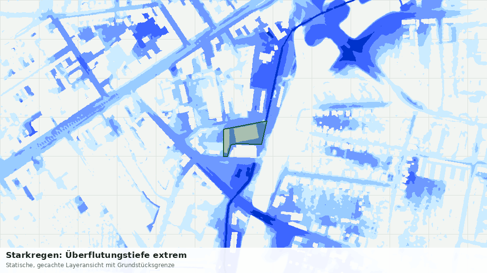 Statische Kartenansicht: Starkregen: Überflutungstiefe extrem