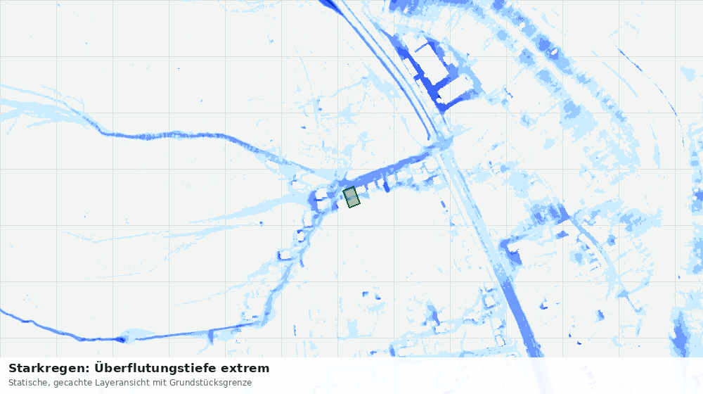 Statische Kartenansicht: Starkregen: Überflutungstiefe extrem