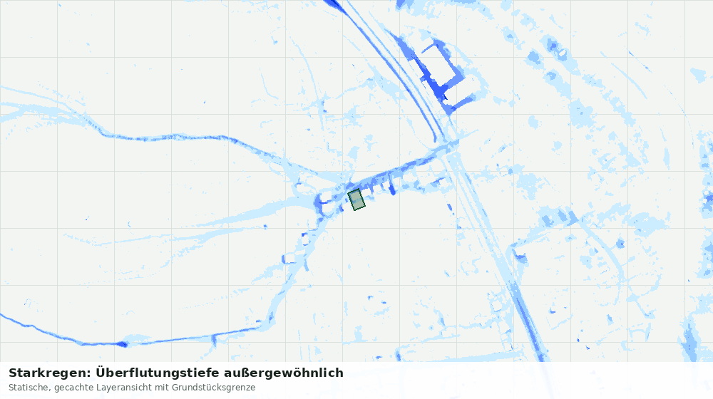 Statische Kartenansicht: Starkregen: Überflutungstiefe außergewöhnlich