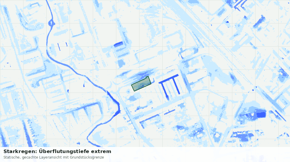 Statische Kartenansicht: Starkregen: Überflutungstiefe extrem