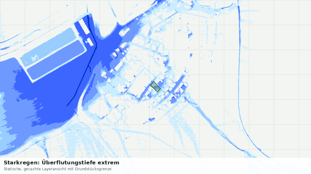 Statische Kartenansicht: Starkregen: Überflutungstiefe extrem