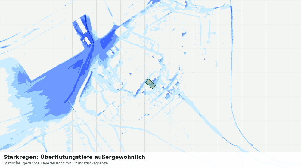 Statische Kartenansicht: Starkregen: Überflutungstiefe außergewöhnlich