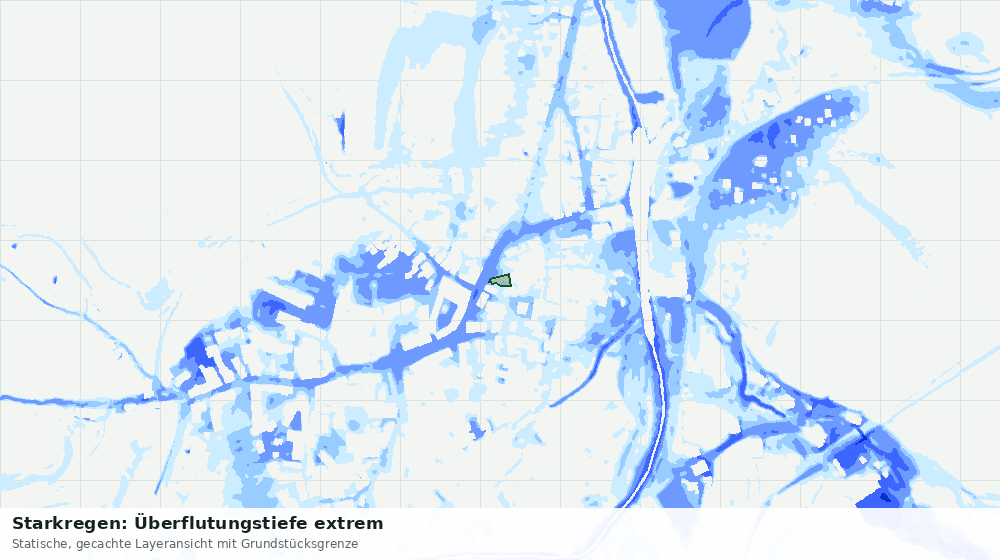 Statische Kartenansicht: Starkregen: Überflutungstiefe extrem