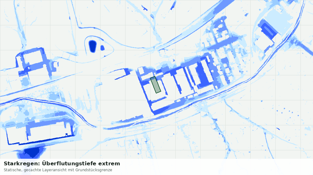Statische Kartenansicht: Starkregen: Überflutungstiefe extrem
