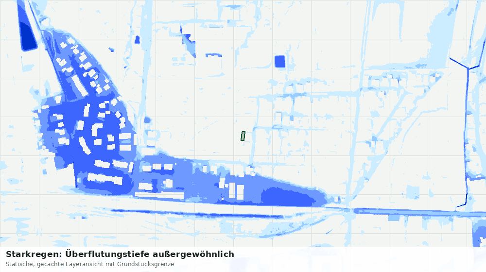 Statische Kartenansicht: Starkregen: Überflutungstiefe außergewöhnlich