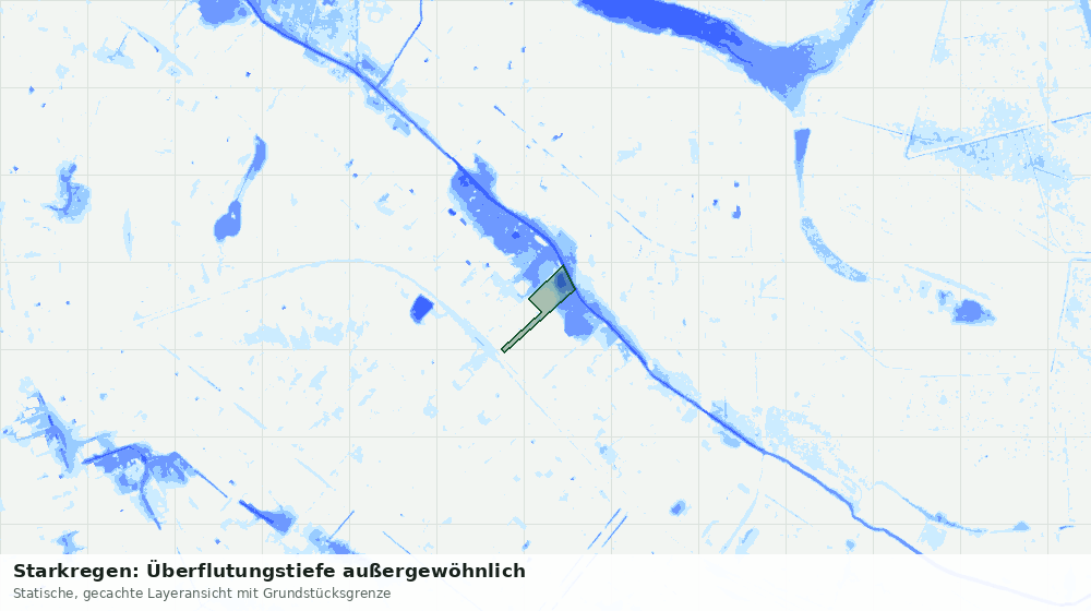 Statische Kartenansicht: Starkregen: Überflutungstiefe außergewöhnlich