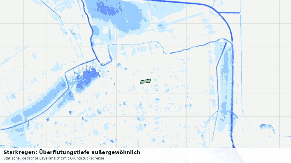 Statische Kartenansicht: Starkregen: Überflutungstiefe außergewöhnlich