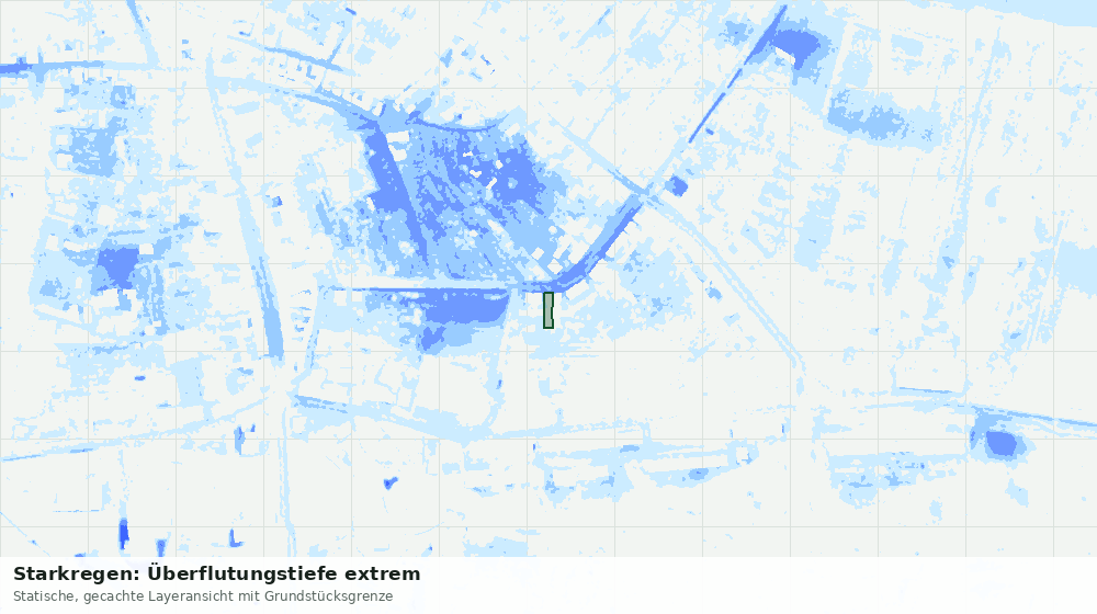 Statische Kartenansicht: Starkregen: Überflutungstiefe extrem