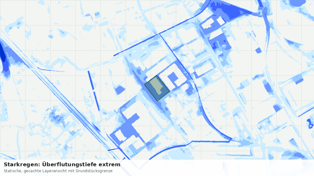 Statische Kartenansicht: Starkregen: Überflutungstiefe extrem