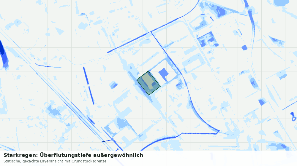Statische Kartenansicht: Starkregen: Überflutungstiefe außergewöhnlich