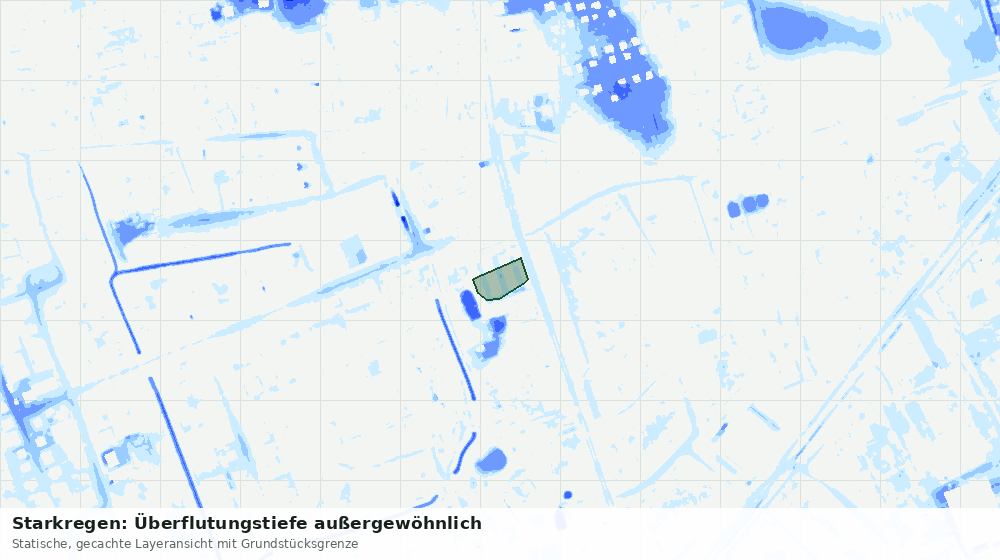 Statische Kartenansicht: Starkregen: Überflutungstiefe außergewöhnlich