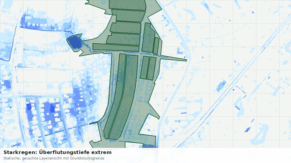 Statische Kartenansicht: Starkregen: Überflutungstiefe extrem