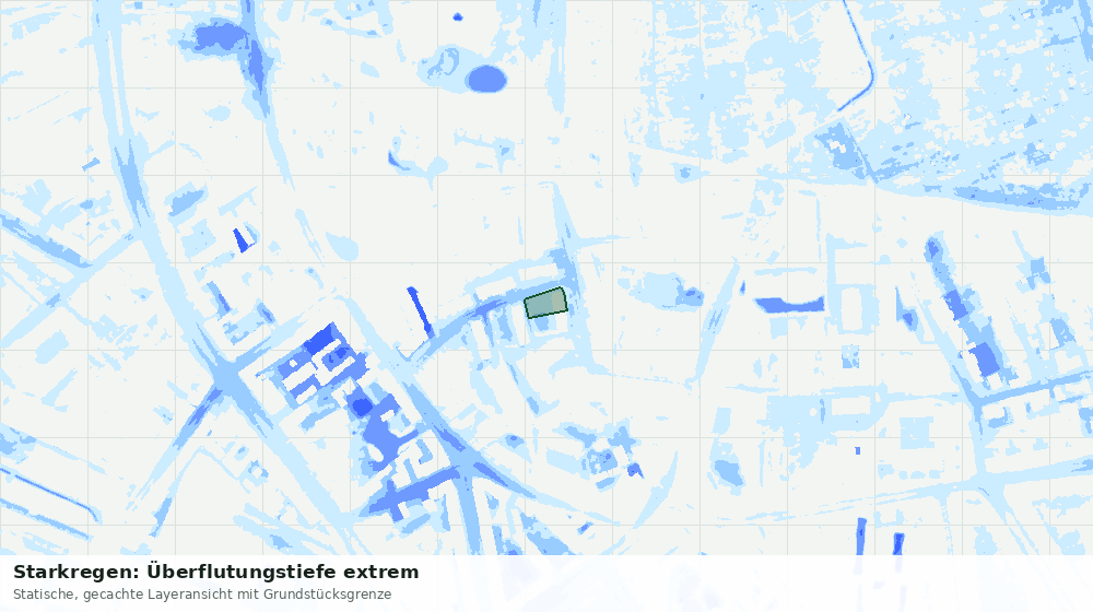 Statische Kartenansicht: Starkregen: Überflutungstiefe extrem