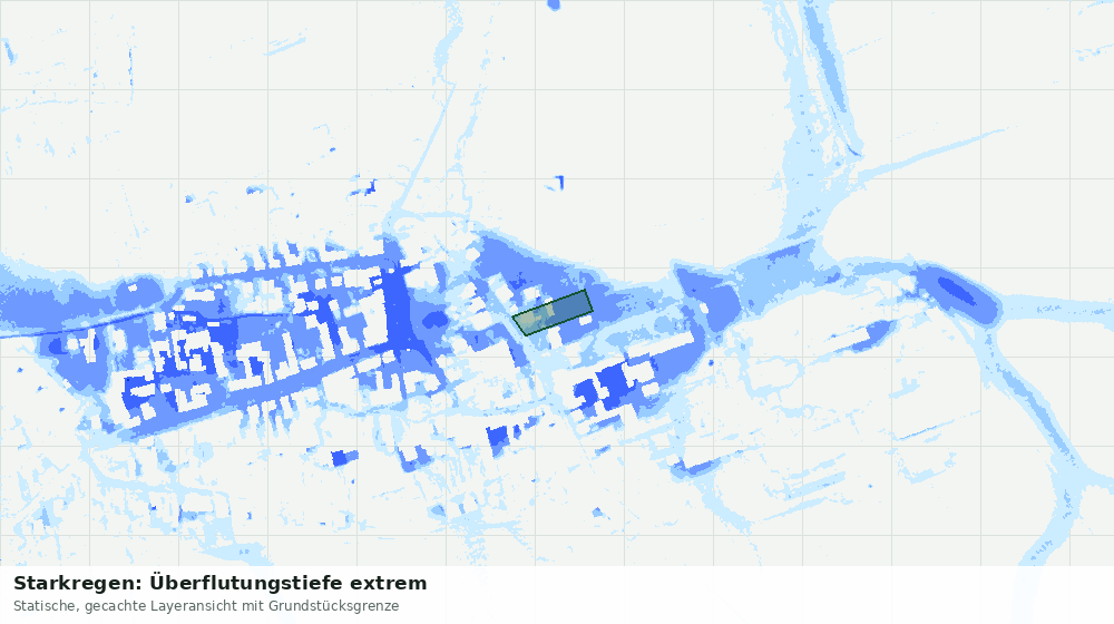 Statische Kartenansicht: Starkregen: Überflutungstiefe extrem