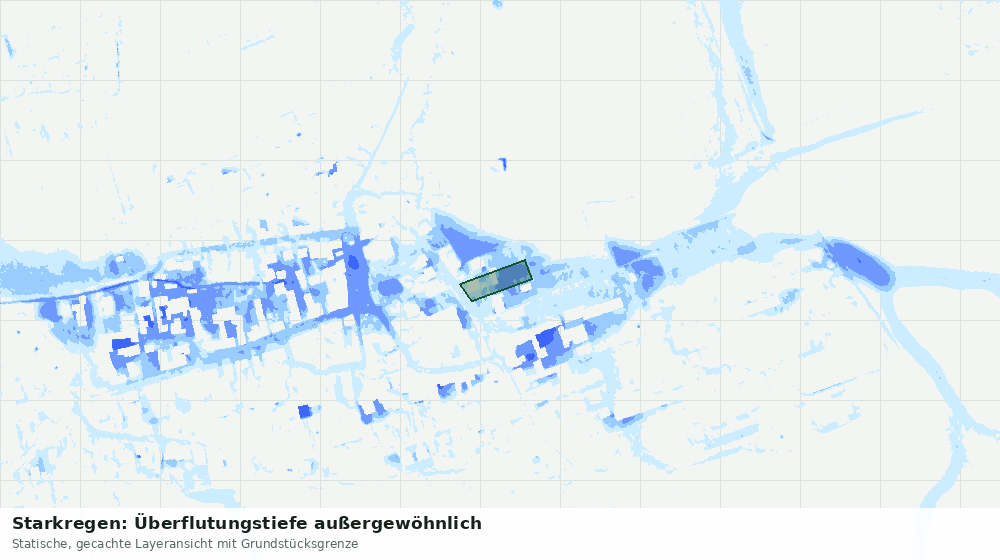 Statische Kartenansicht: Starkregen: Überflutungstiefe außergewöhnlich