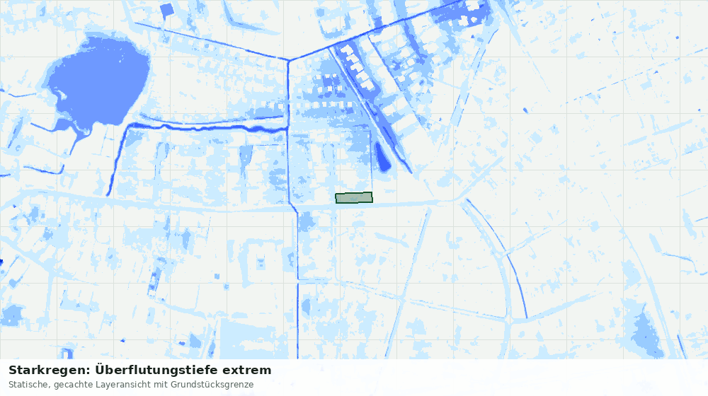Statische Kartenansicht: Starkregen: Überflutungstiefe extrem