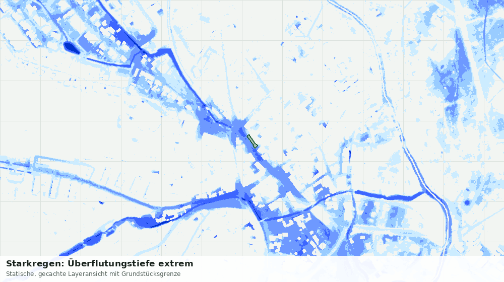Statische Kartenansicht: Starkregen: Überflutungstiefe extrem