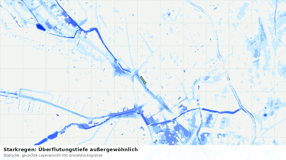 Statische Kartenansicht: Starkregen: Überflutungstiefe außergewöhnlich
