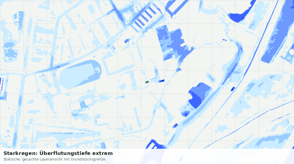 Statische Kartenansicht: Starkregen: Überflutungstiefe extrem