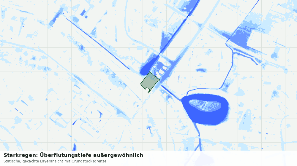Statische Kartenansicht: Starkregen: Überflutungstiefe außergewöhnlich