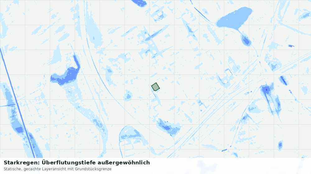 Statische Kartenansicht: Starkregen: Überflutungstiefe außergewöhnlich