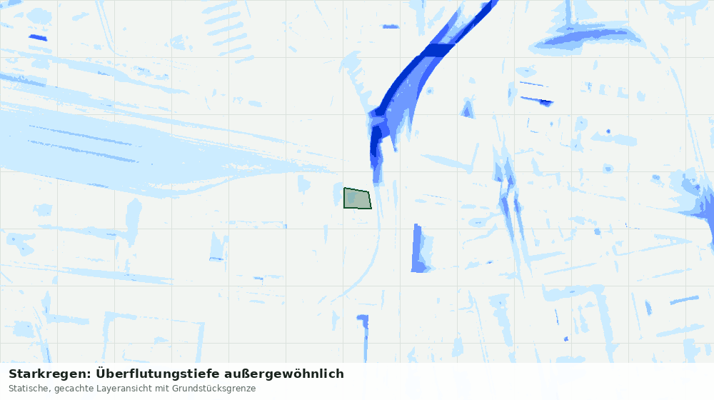 Statische Kartenansicht: Starkregen: Überflutungstiefe außergewöhnlich