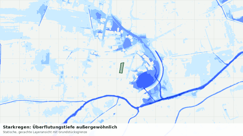 Statische Kartenansicht: Starkregen: Überflutungstiefe außergewöhnlich