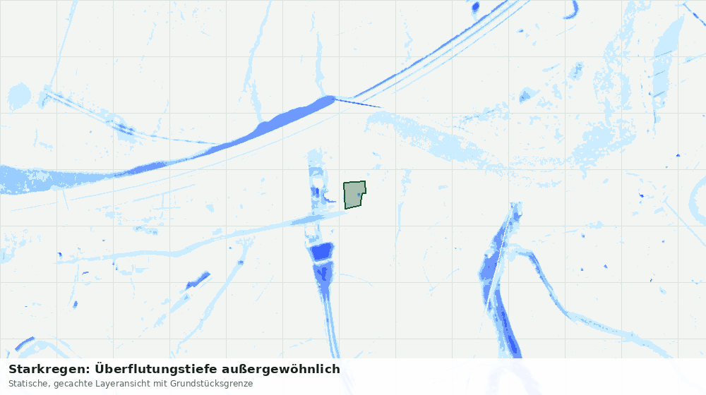Statische Kartenansicht: Starkregen: Überflutungstiefe außergewöhnlich