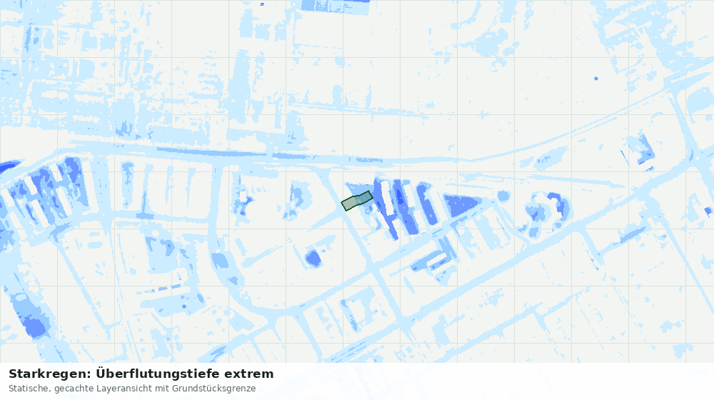 Statische Kartenansicht: Starkregen: Überflutungstiefe extrem