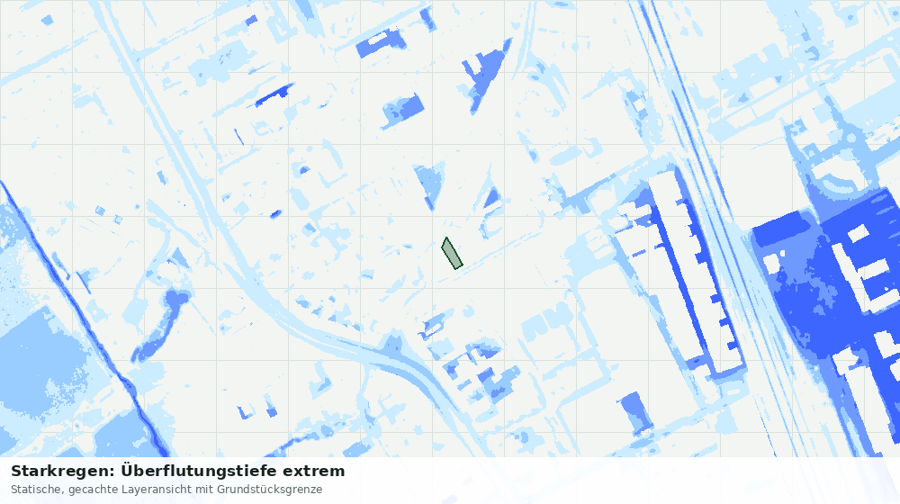 Statische Kartenansicht: Starkregen: Überflutungstiefe extrem