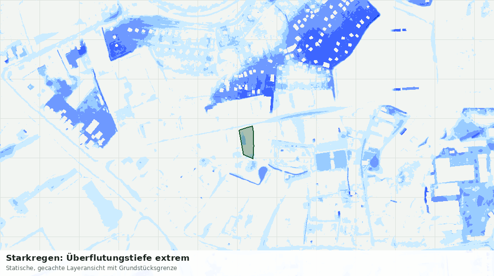 Statische Kartenansicht: Starkregen: Überflutungstiefe extrem