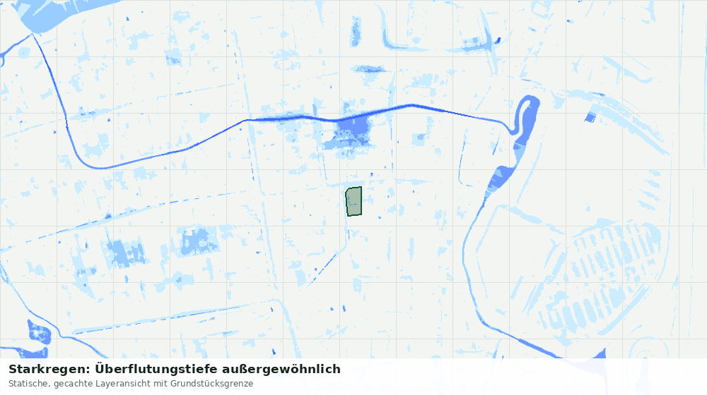 Statische Kartenansicht: Starkregen: Überflutungstiefe außergewöhnlich