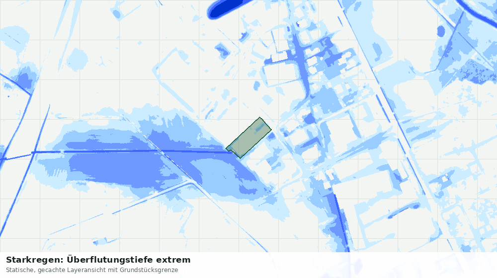 Statische Kartenansicht: Starkregen: Überflutungstiefe extrem