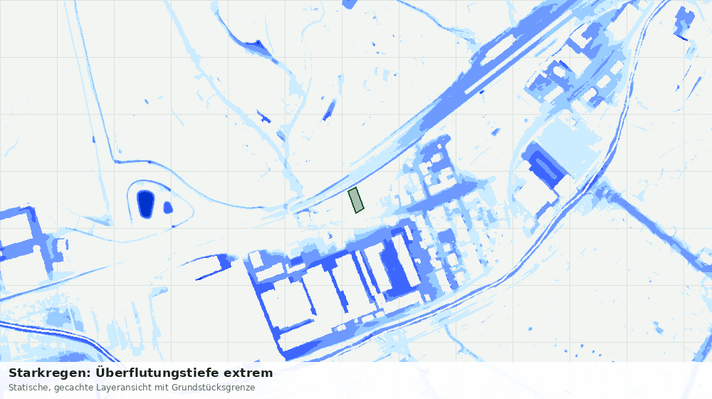 Statische Kartenansicht: Starkregen: Überflutungstiefe extrem