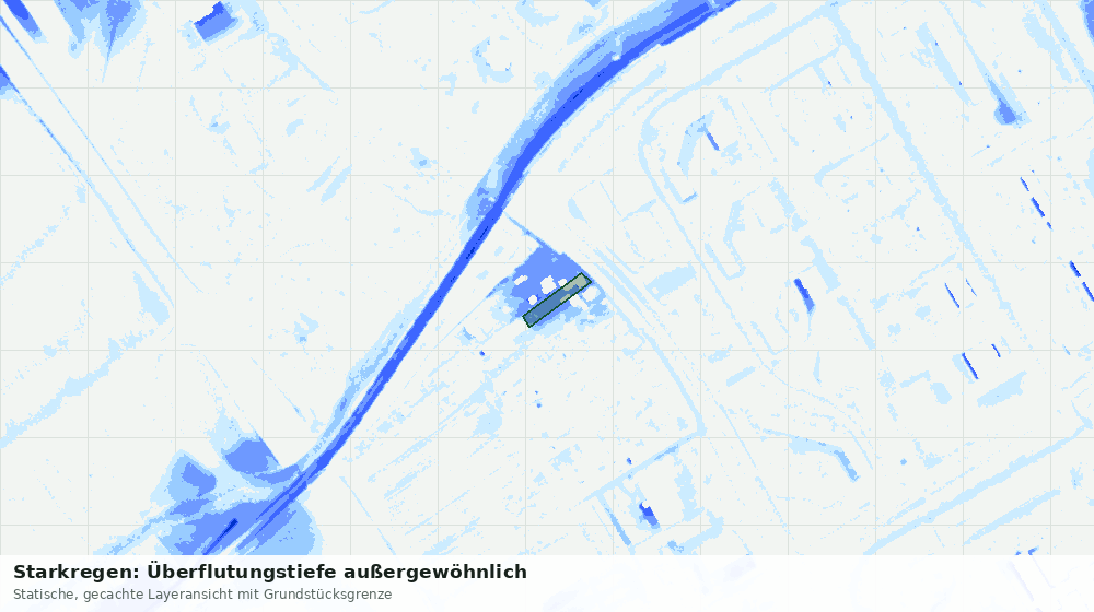 Statische Kartenansicht: Starkregen: Überflutungstiefe außergewöhnlich