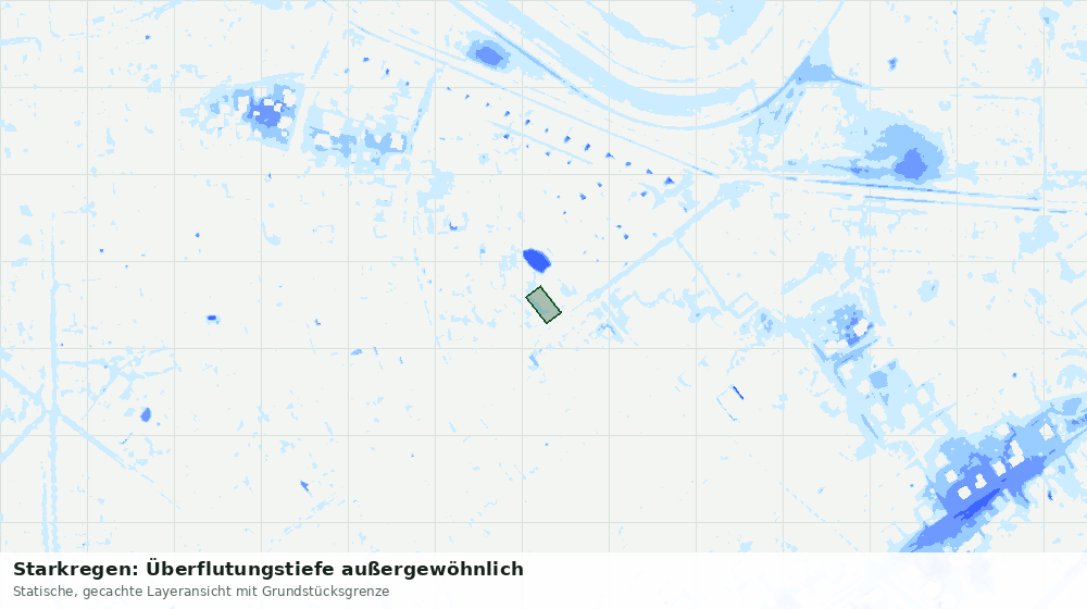Statische Kartenansicht: Starkregen: Überflutungstiefe außergewöhnlich