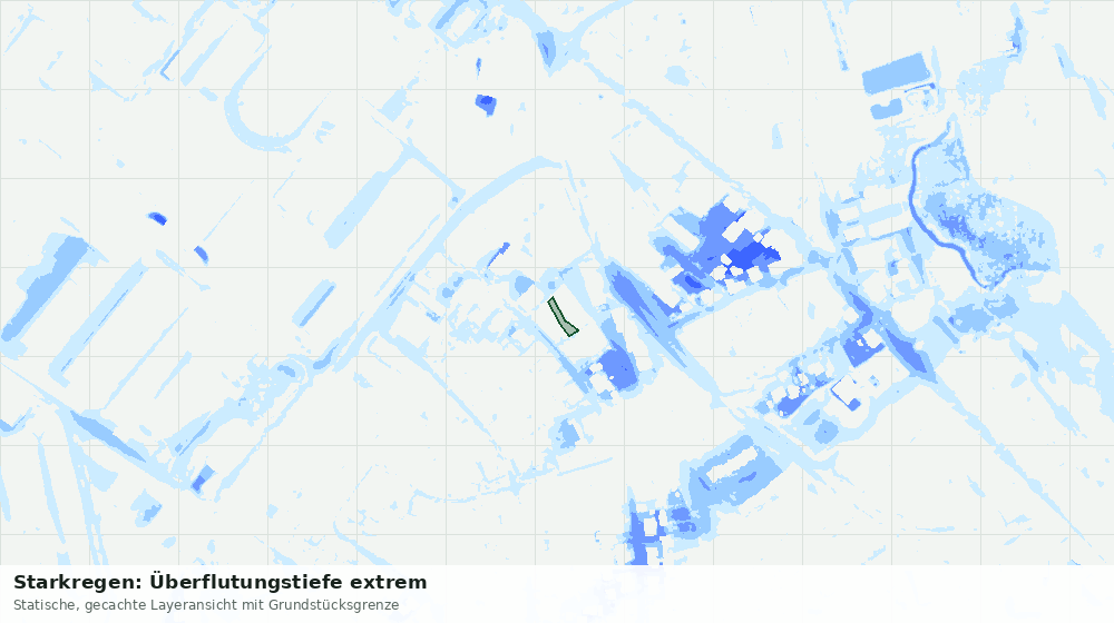 Statische Kartenansicht: Starkregen: Überflutungstiefe extrem