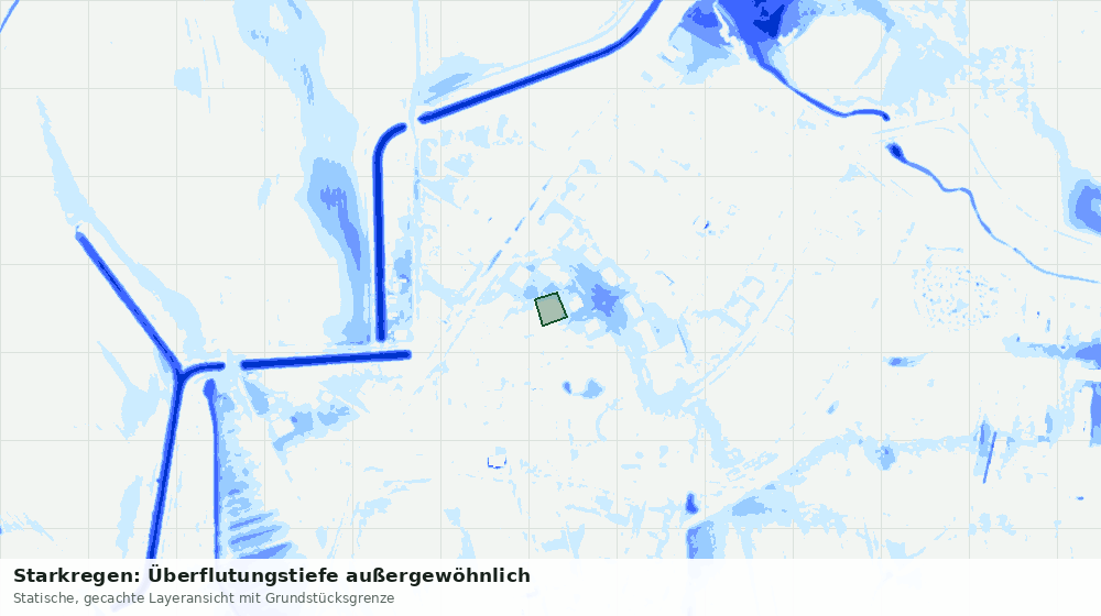 Statische Kartenansicht: Starkregen: Überflutungstiefe außergewöhnlich