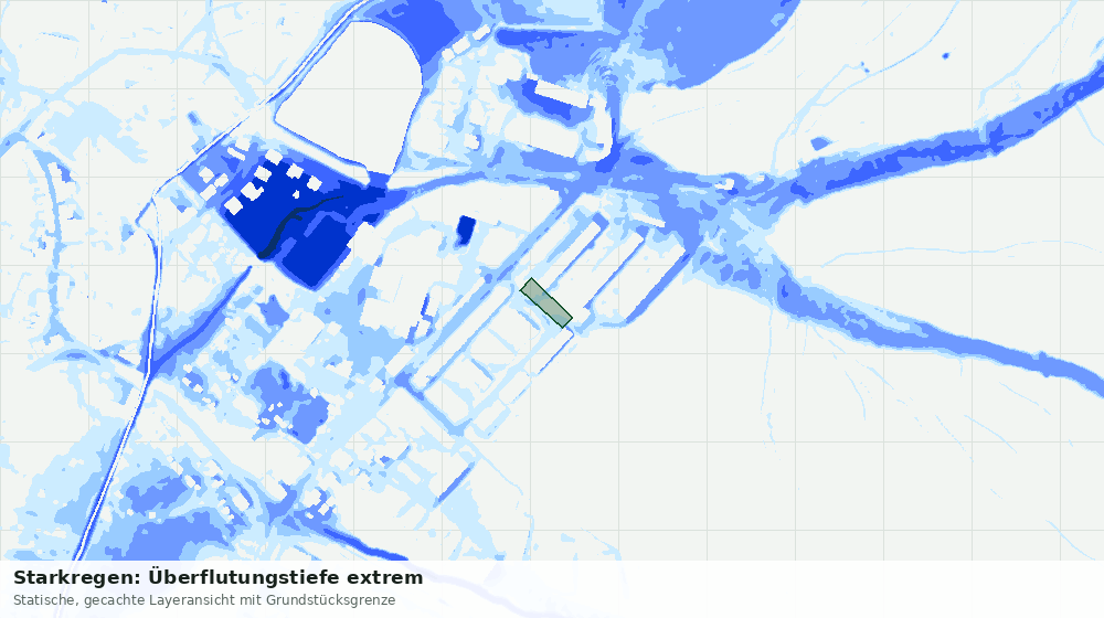 Statische Kartenansicht: Starkregen: Überflutungstiefe extrem