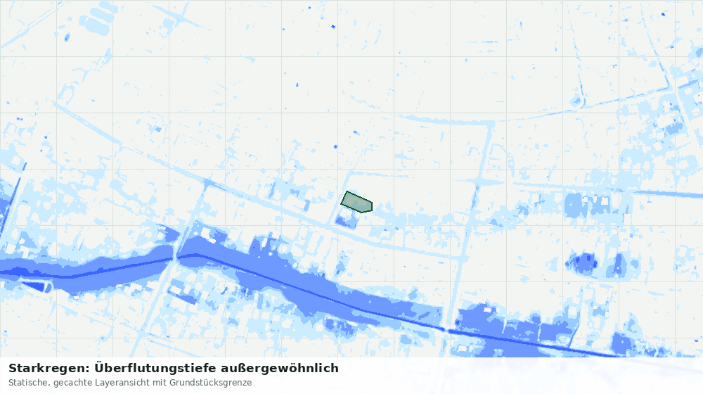 Statische Kartenansicht: Starkregen: Überflutungstiefe außergewöhnlich