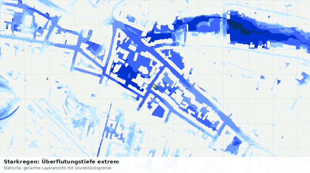 Statische Kartenansicht: Starkregen: Überflutungstiefe extrem