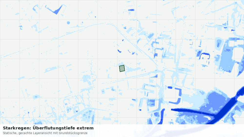 Statische Kartenansicht: Starkregen: Überflutungstiefe extrem