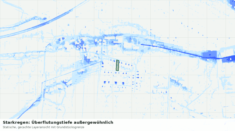 Statische Kartenansicht: Starkregen: Überflutungstiefe außergewöhnlich
