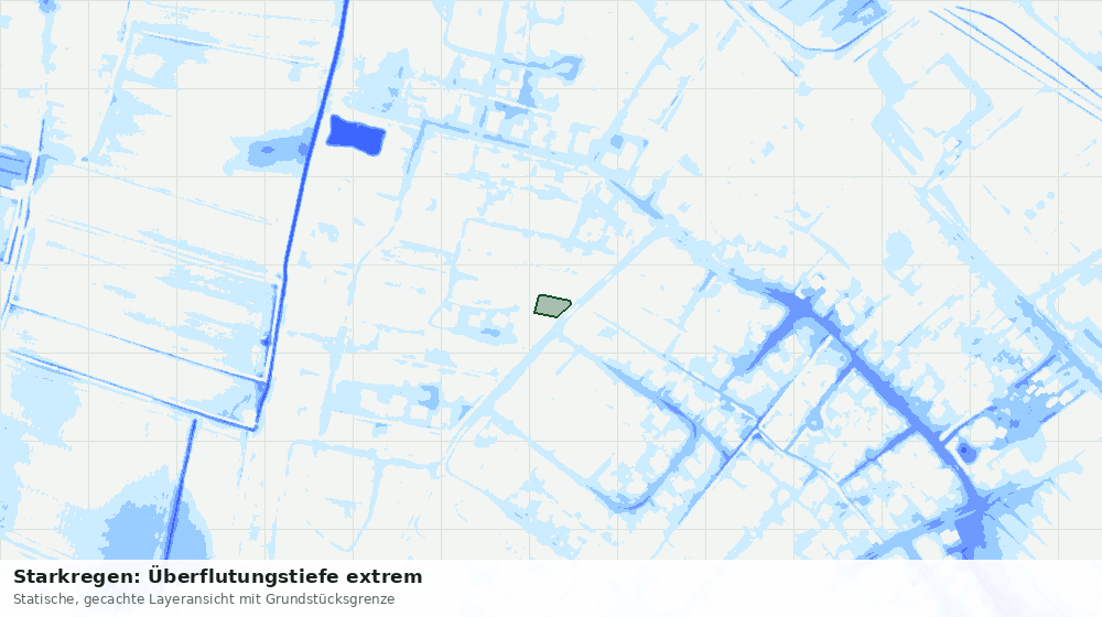 Statische Kartenansicht: Starkregen: Überflutungstiefe extrem