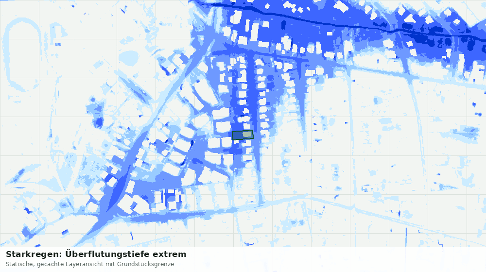 Statische Kartenansicht: Starkregen: Überflutungstiefe extrem