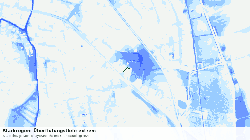 Statische Kartenansicht: Starkregen: Überflutungstiefe extrem
