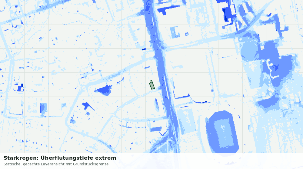 Statische Kartenansicht: Starkregen: Überflutungstiefe extrem